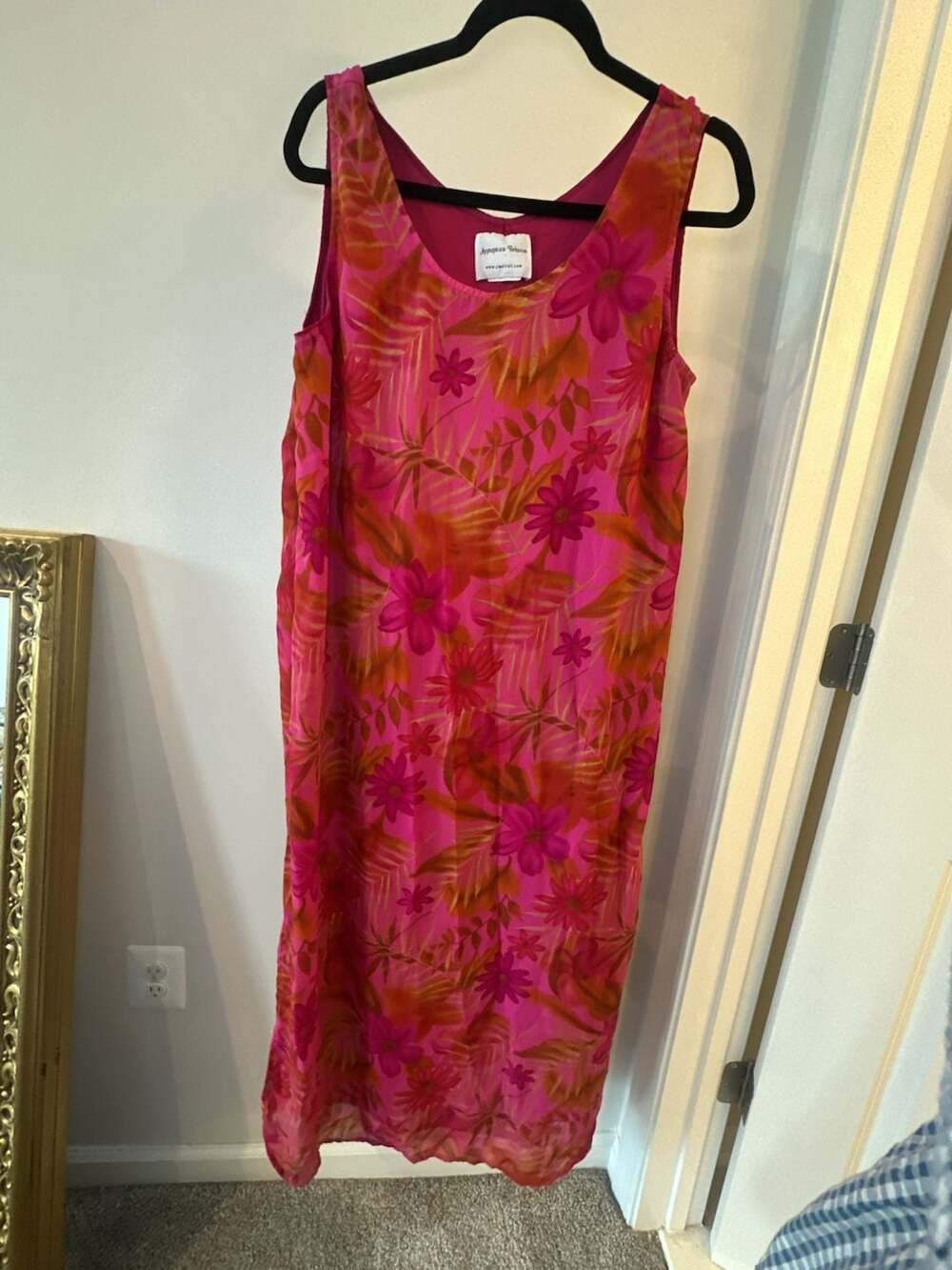 Appropriate Behavior Pink and Orange Floral Tropical Sleeveless Maxi Dress